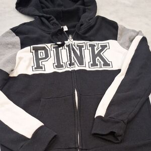 Old‎ School Victoria's Secret Pink Line Sz M Black White Hoodie Sweatshirt 2018